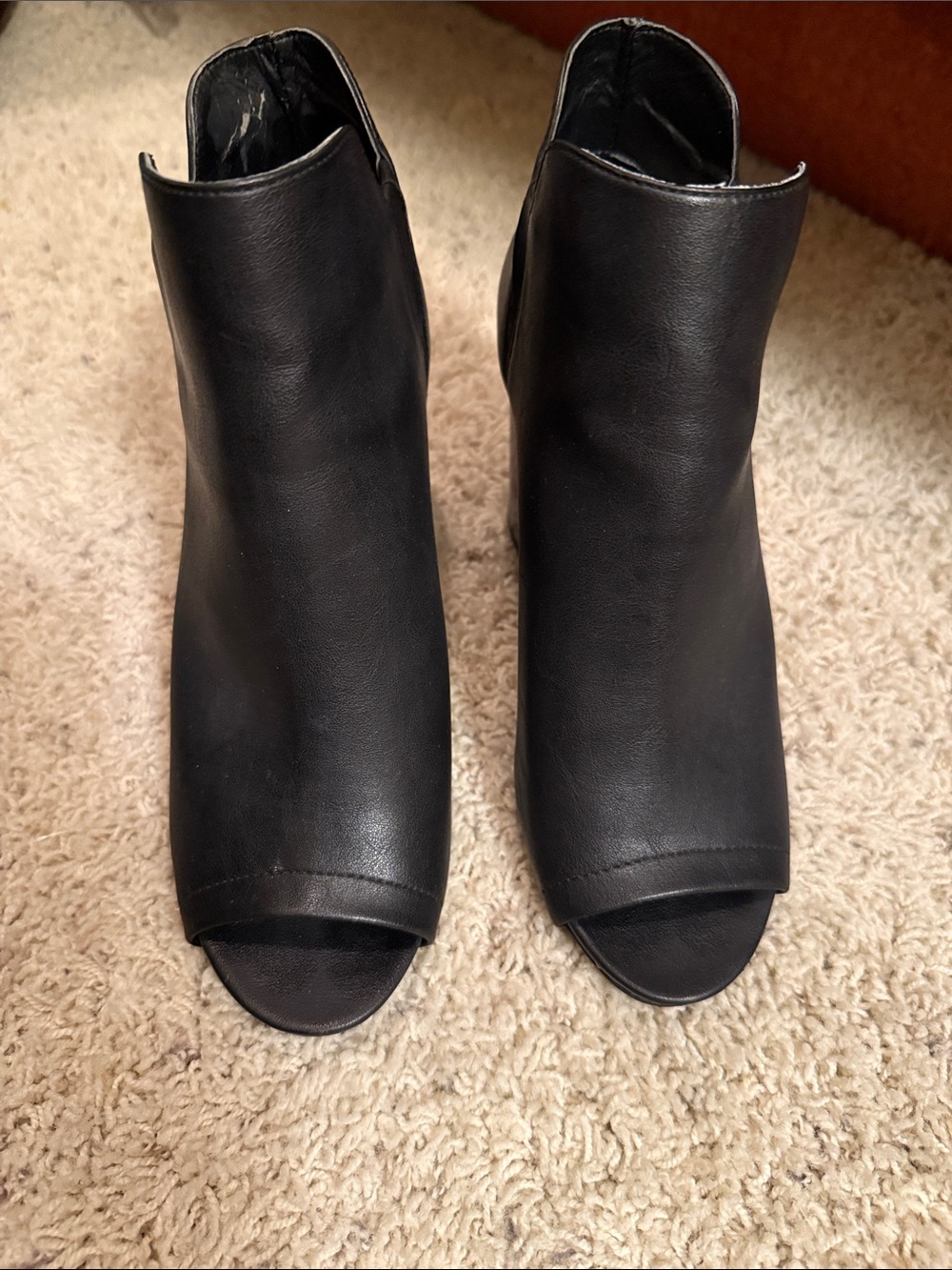 Madden Girl Black Peep-Toe Ankle Mules